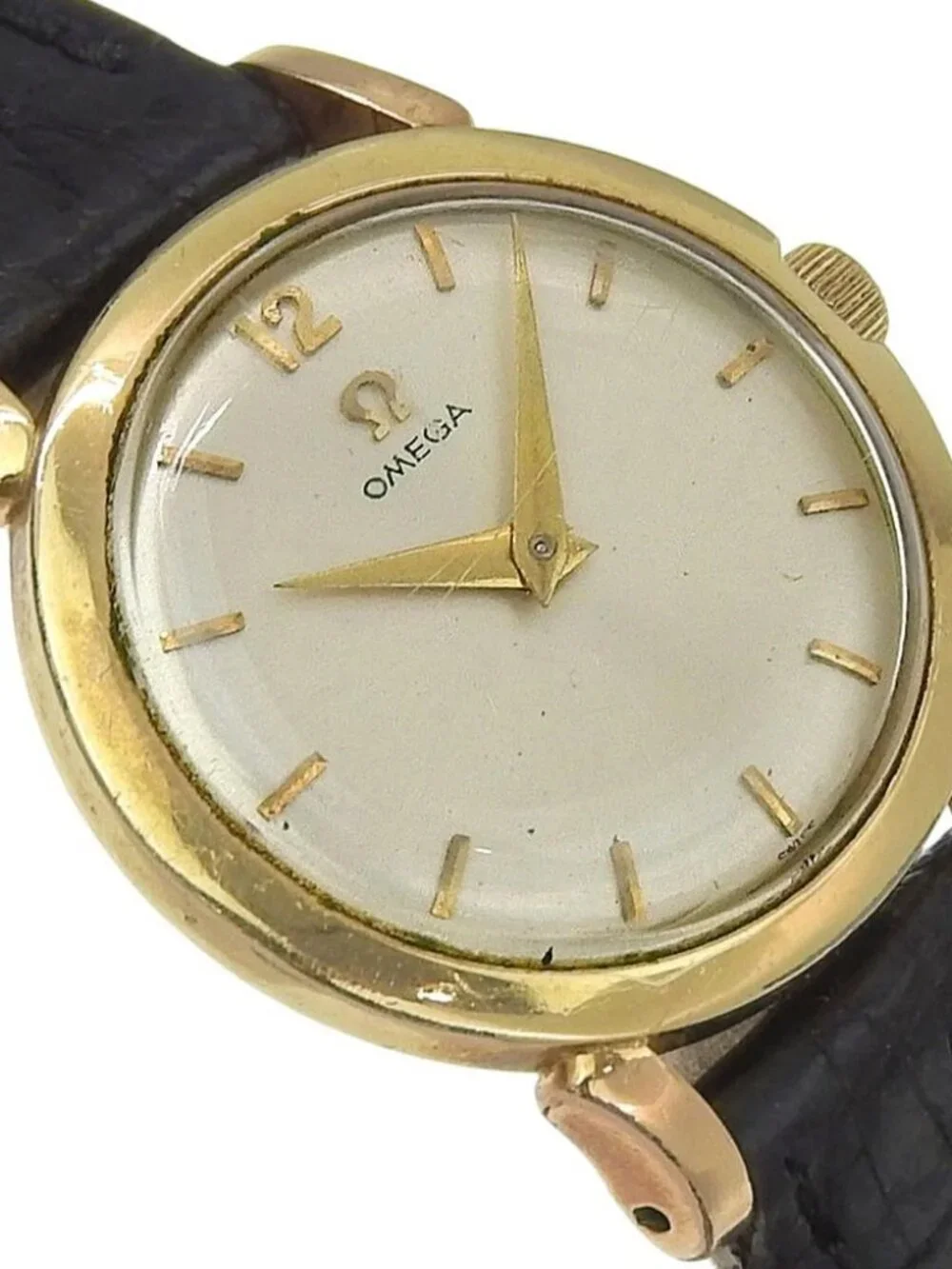 OMEGA Watches Cal.244 antique SilverDial Plated Gold/leather Hand Winding ...